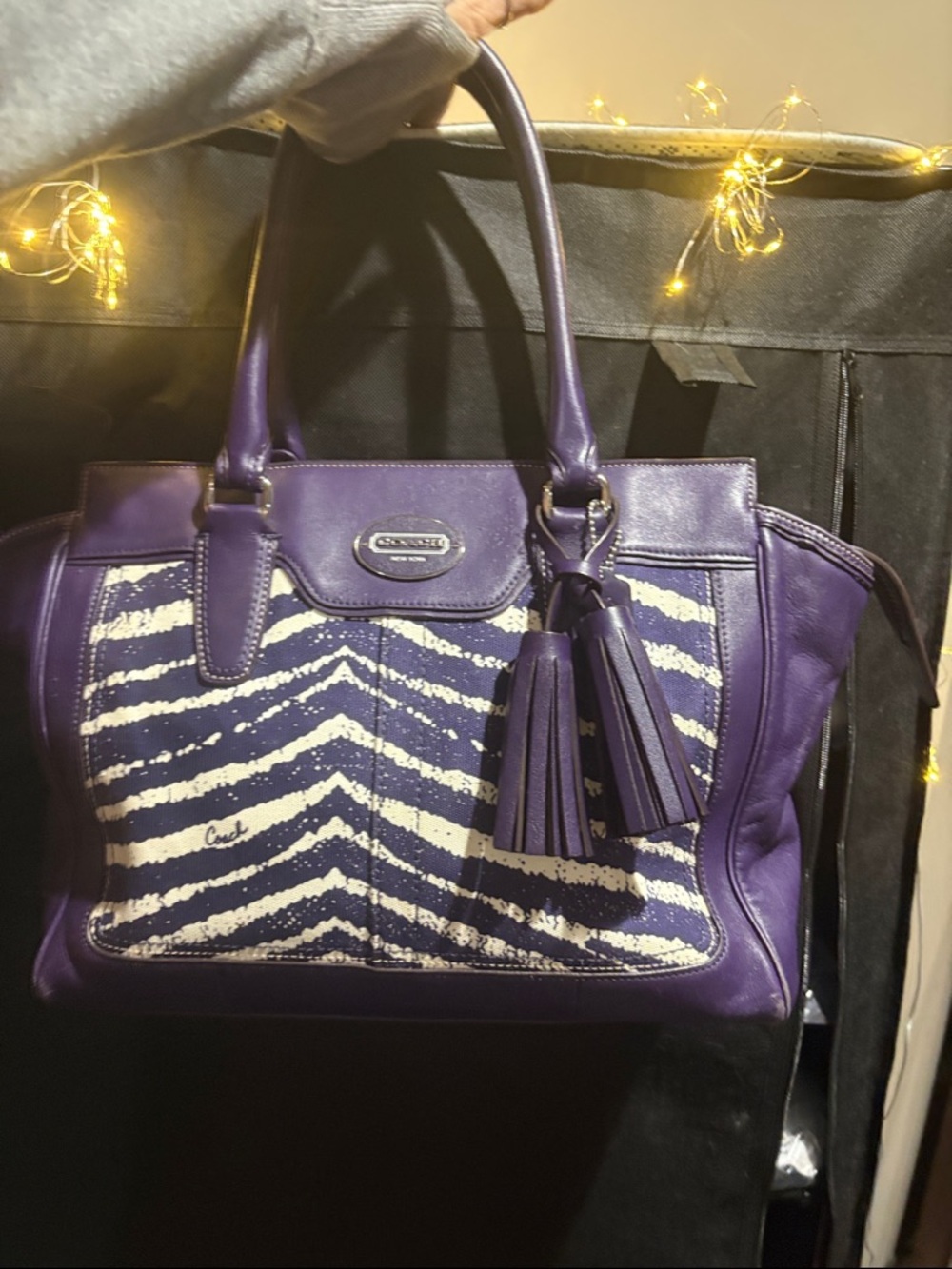 COACH FIRM $175 Rare PURPLE ZEBRA PRINT w/ DUST BAG . MAJOR SALE PRICE MOVING - Picture 16 of 16